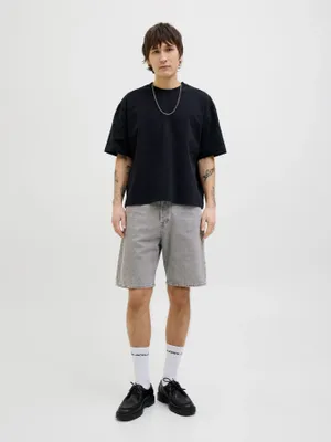 Grå baggy jeansshorts herr