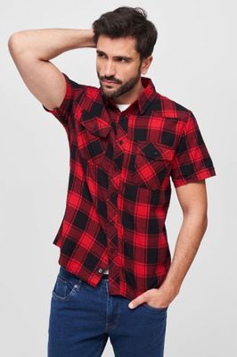 Short-sleeved flannel shirt red/black