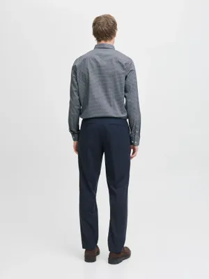 Slim fit poplin skjorta med långa ärmar
