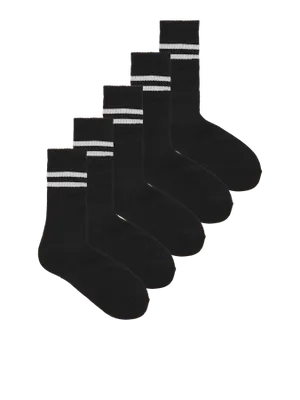 Svarta tennisstrumpor med rand - 5-pack