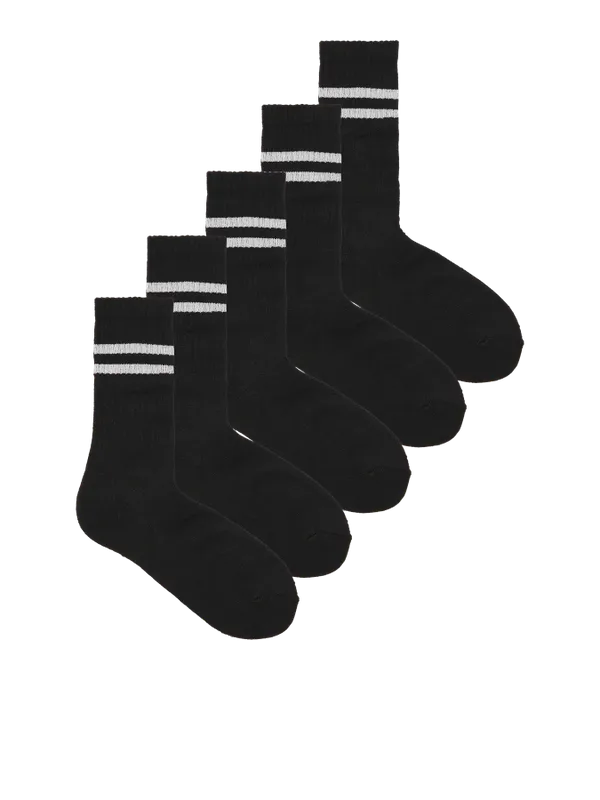 Svarta tennisstrumpor med rand - 5-pack