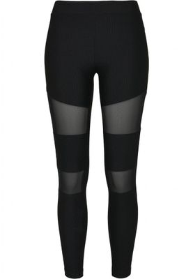 Black leggings in ribbed fabric
