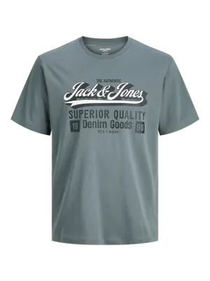 Blå T-shirt med logotryck herr plus size – Jack & Jones