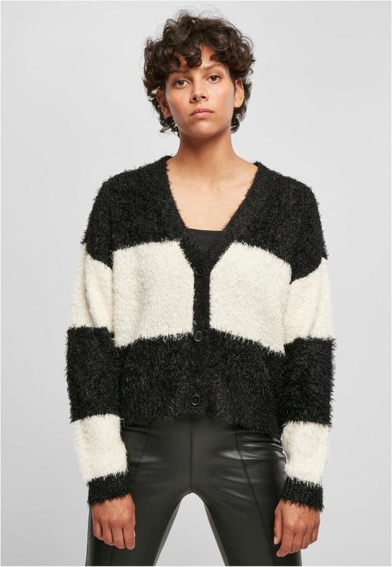 Ladies Short Oversized Feather Cardigan