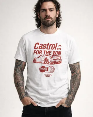 Castrol for the Win T-shirt i vit