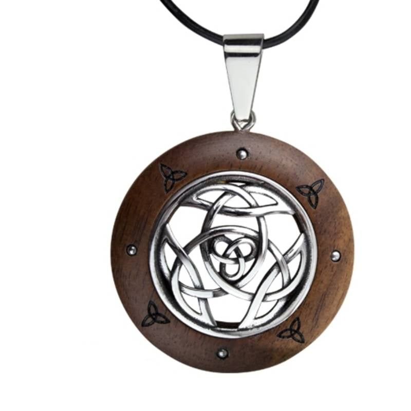 Celtic knot wooden pendant necklace