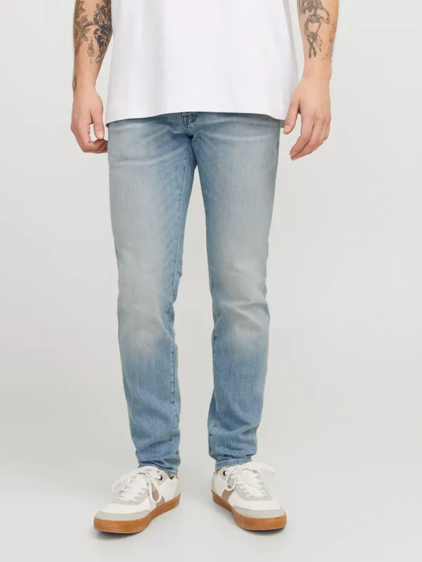 Ljusblå slim fin jeans med stretch - GLENN