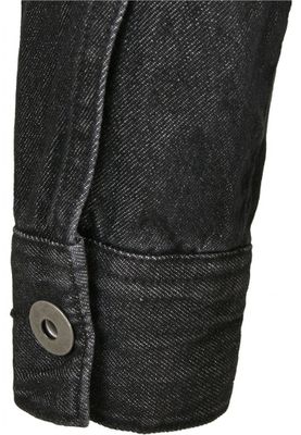 Black denim jacket in oversize model women