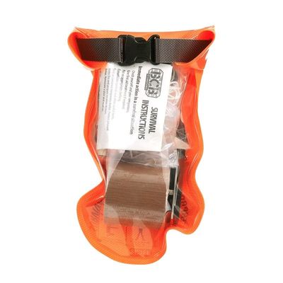 Survival kit in roll-top bag