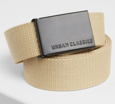 Light canvas belt with black buckle