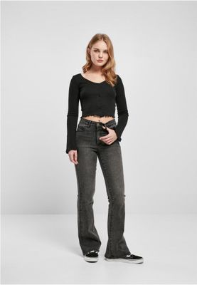 Ladies High Waist Flared Denim Pants