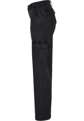 Ladies High Waist Straight Denim Cargo Pants