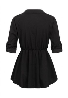 Ruffle blouse with buttons and belt