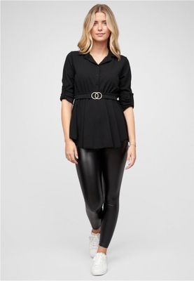 Ruffle blouse with buttons and belt