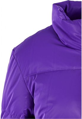 Glossy puffer jacket lady shark skin