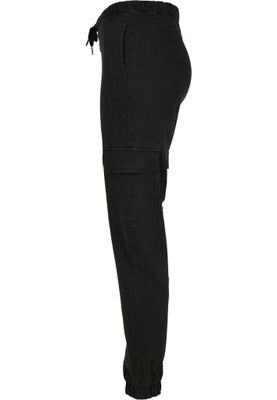 Ladies Knitted Denim High Waist Cargo Pants