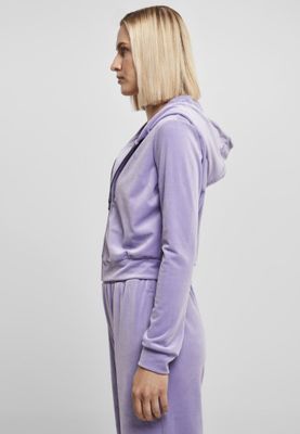 Ladies Short Velvet Zip Hoody
