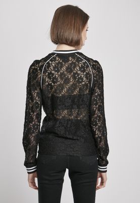 Short sweatshirt in lace fabric