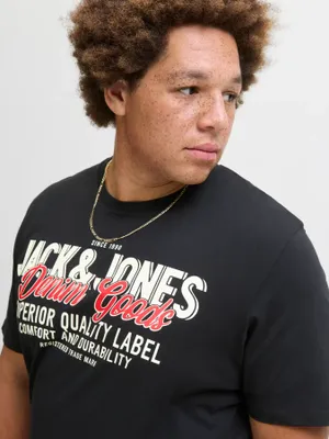 Svart T-shirt med logotryck herr plus size – Jack & Jones