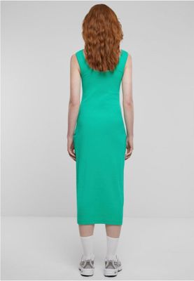 Midi dress in stretchy cotton with round neckline