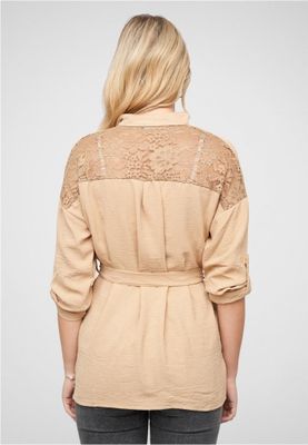 Beige tunic with tied waist