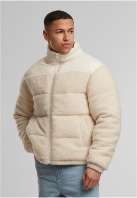 Puffig design med två färger Fabric Mix Teddy Puffer Jacket Jacka för herr – whitesand
