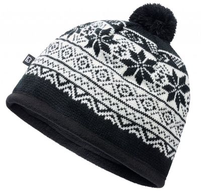 Lice patterned winter hat with fleece - black/white