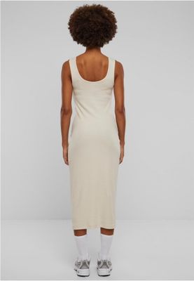 Midi dress in stretchy cotton with round neckline
