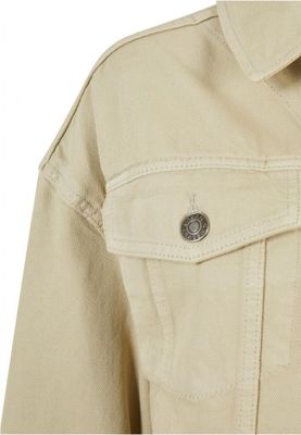 Light Oversized Short Denim Jacket with Metal Buttons