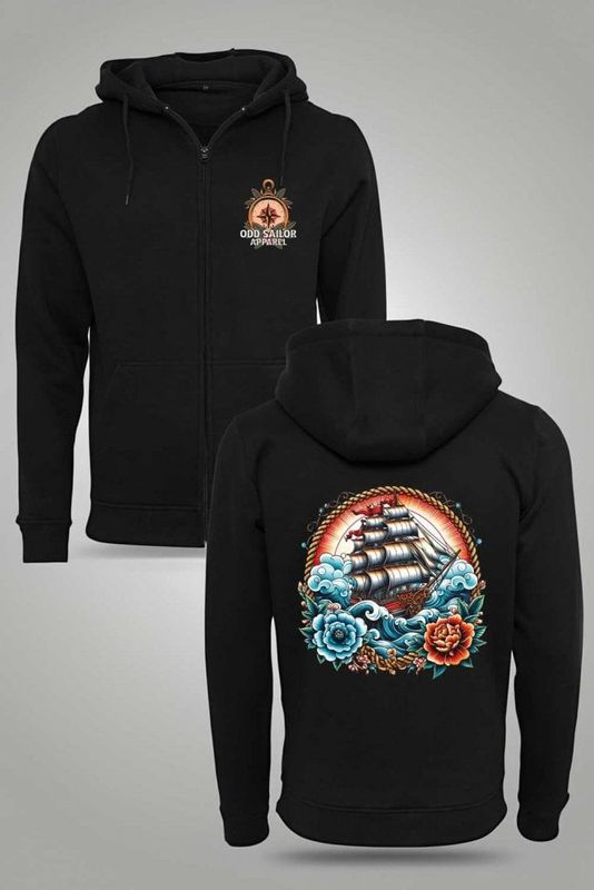 Old school ship tattoo - Zipped hoodie