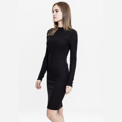 Ribbed dress with high neck