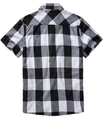 Short-sleeved flannel shirt checkered black/white