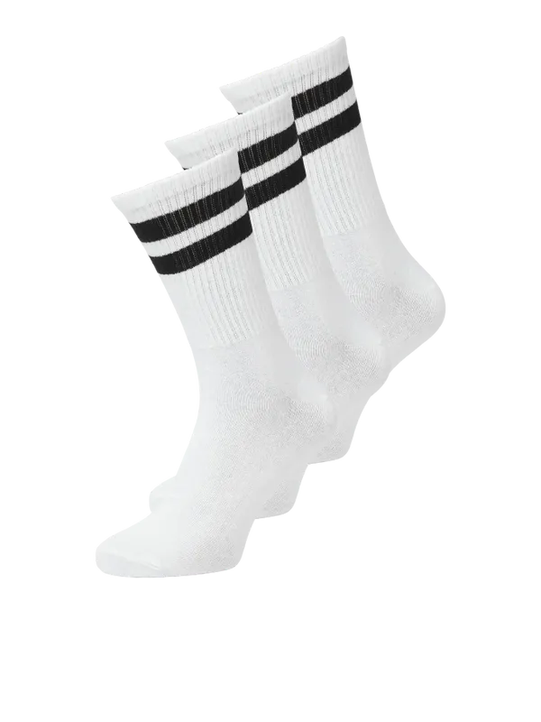 Vita sportstrumpor med rand - 3-pack