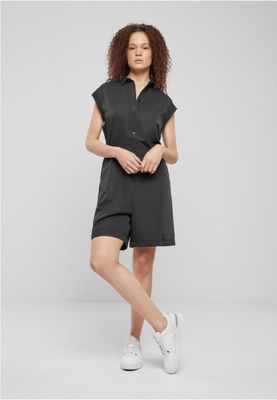 Short sleeve jumpsuit with shirt collar