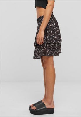 Short flounce skirt with floral pattern