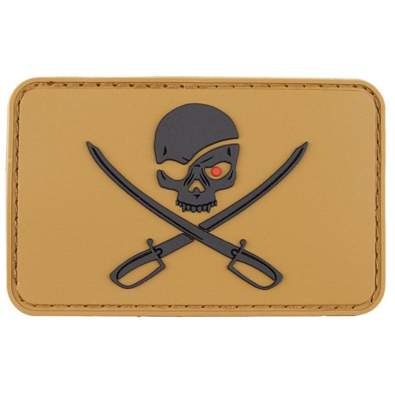 Skull with Swords PVC patch coyote tan
