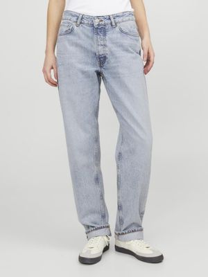 Light blue straight fit jeans for women