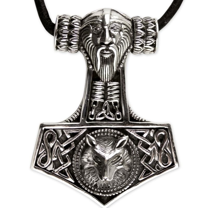 Large Hammer of Thor in silver necklace