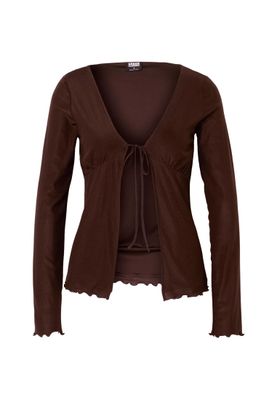 Topp för dam med knytdetalj vid midjan – brun