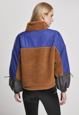 Three-tone teddy jacket for women