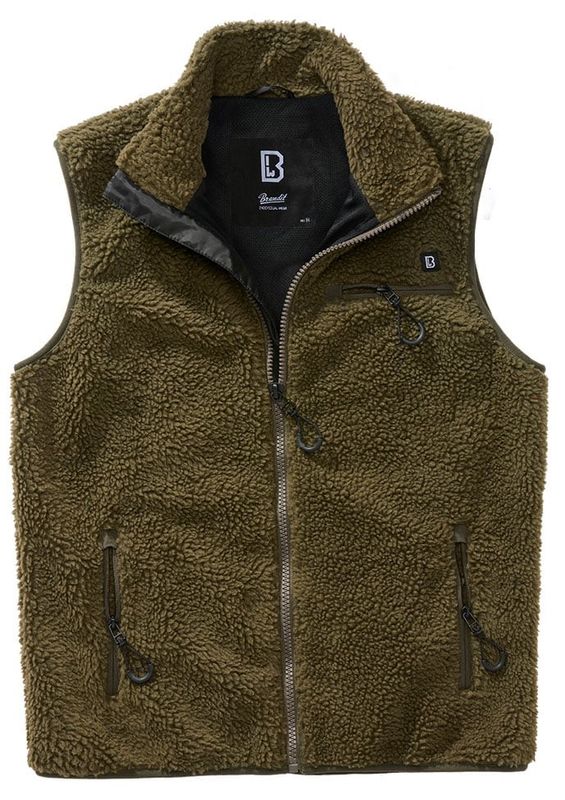 Vest i teddy fleece - oliven
