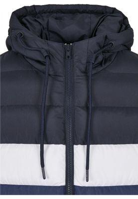 Three-colored padded men's jacket with hood