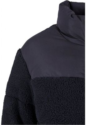 Short sherpa mix puffer jacket lady