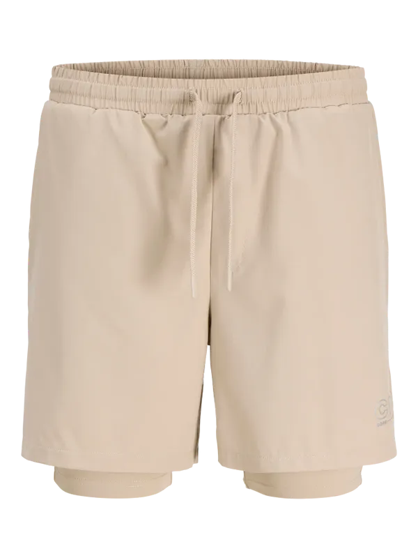Sportshorts herr – beige med elastisk midja