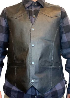 Black leather vest for men