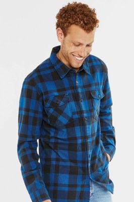 Blue herringbone flannel shirt men