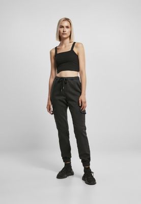Ladies Knitted Denim High Waist Cargo Pants