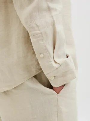 Beige linneskjorta herr