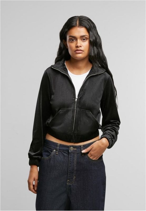 Ladies Short Velvet Track Jacket