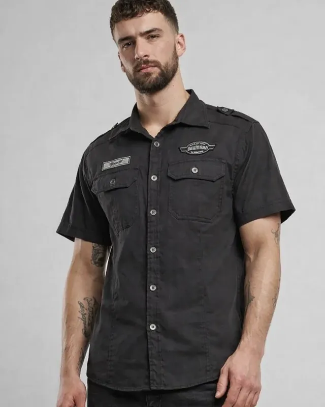 Luis Vintage Short Sleeve Shirt - Black